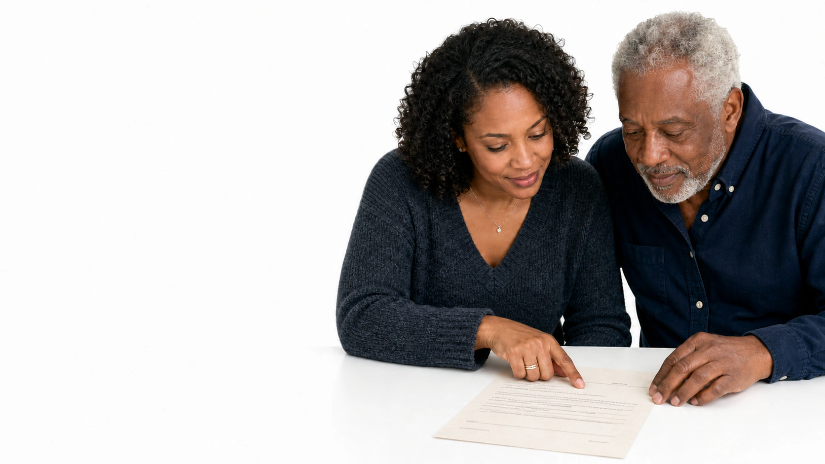 A parent and adult daughter review the family plan together.